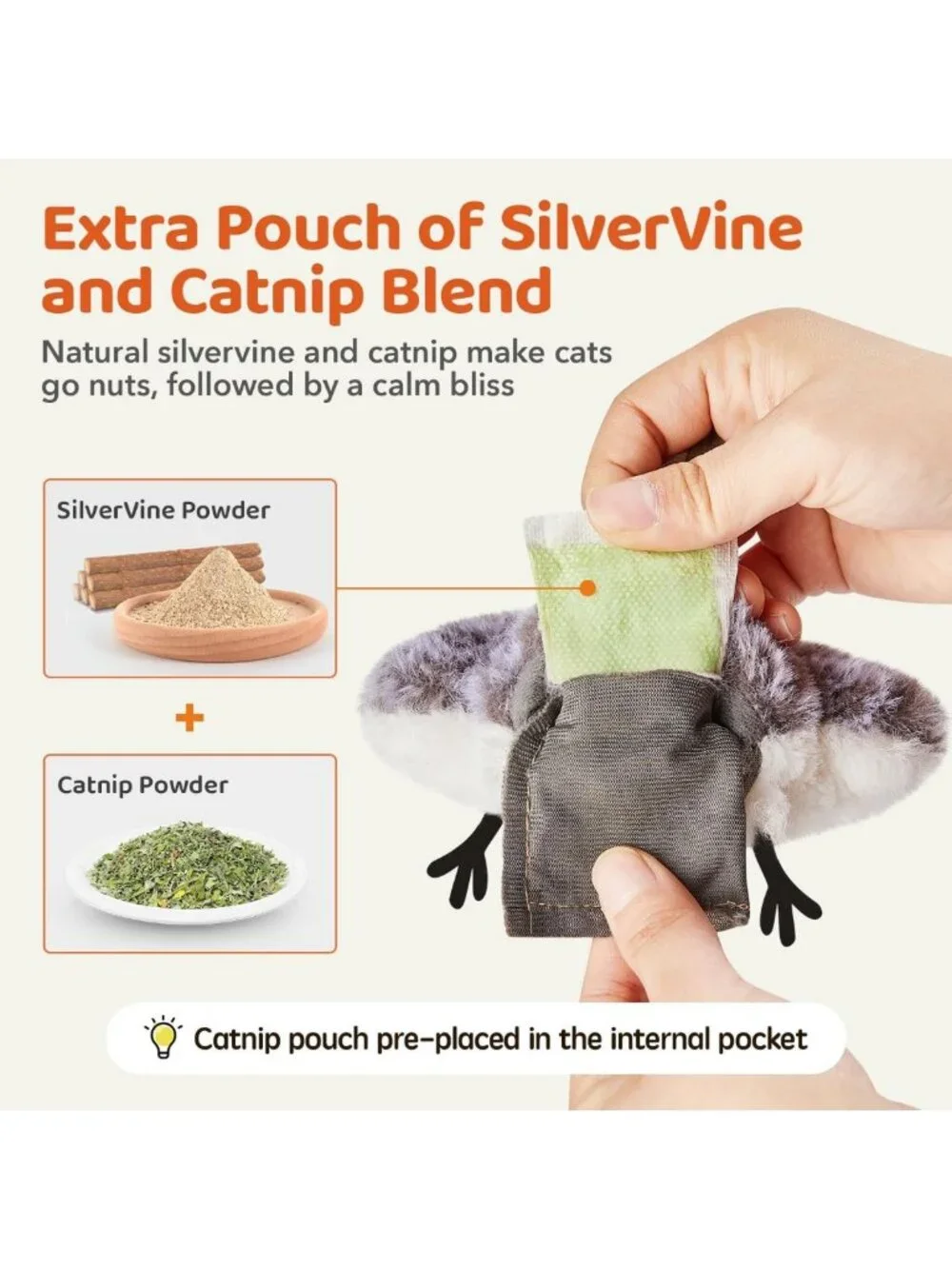 Interactive Cat Toys - 2 Flapping Birds with Chirping Sounds & Catnip - Fun for